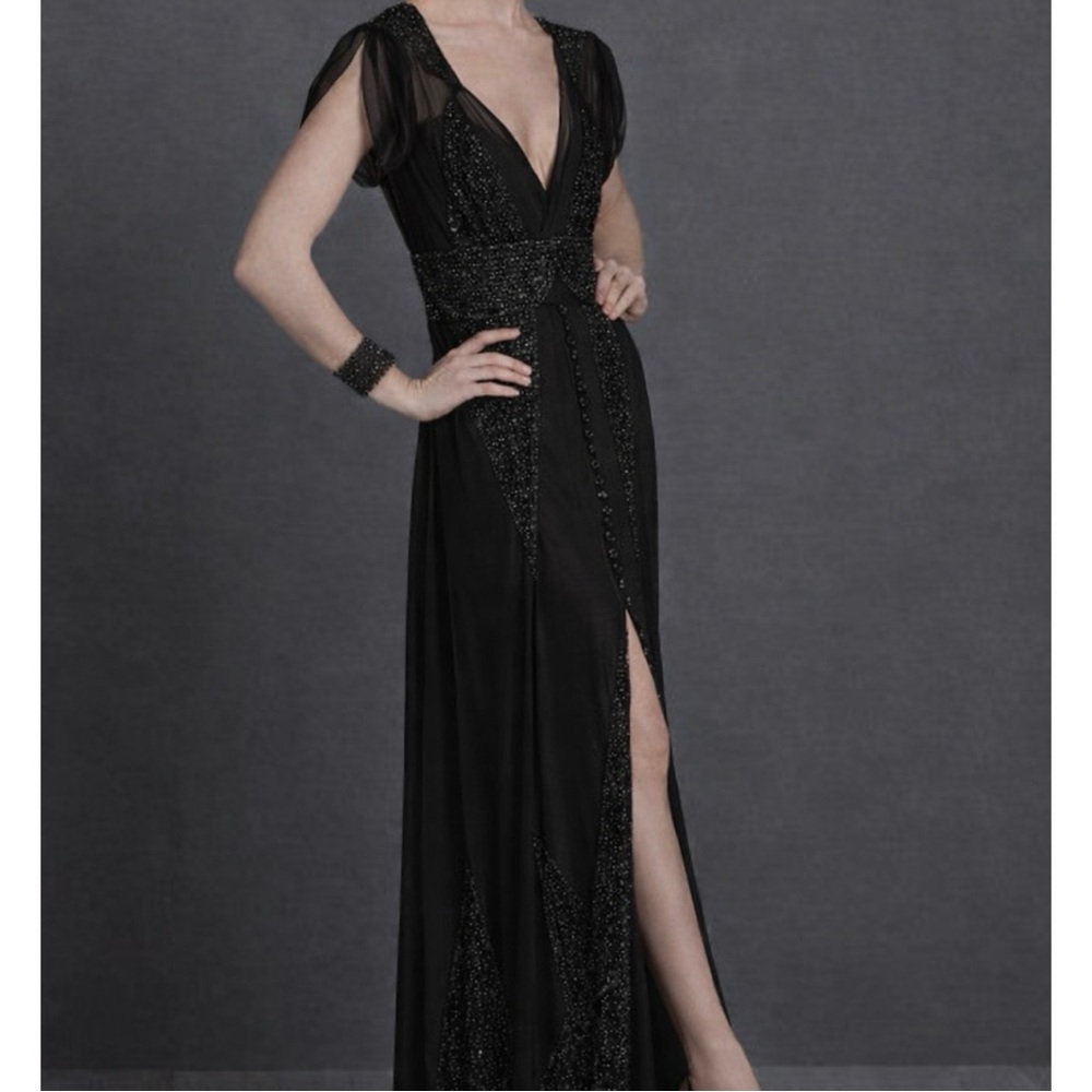 Anna Sui Aiguille Black Embellished Vintage Wedding Mesh Gown Dress 4